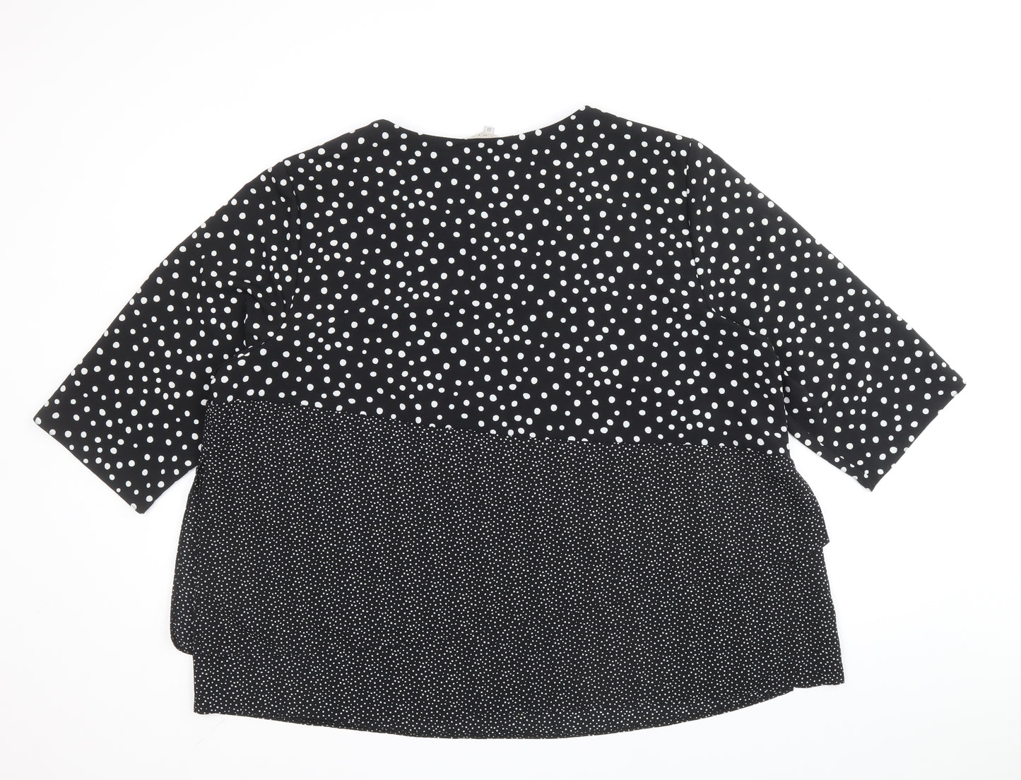 Nutmeg Womens Black Geometric Polyester Basic Blouse Size 22 Round Neck