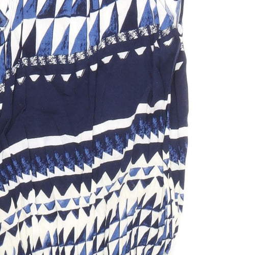 NEXT Womens Blue Geometric Viscose Tank Dress Size 8 Boat Neck Pullover