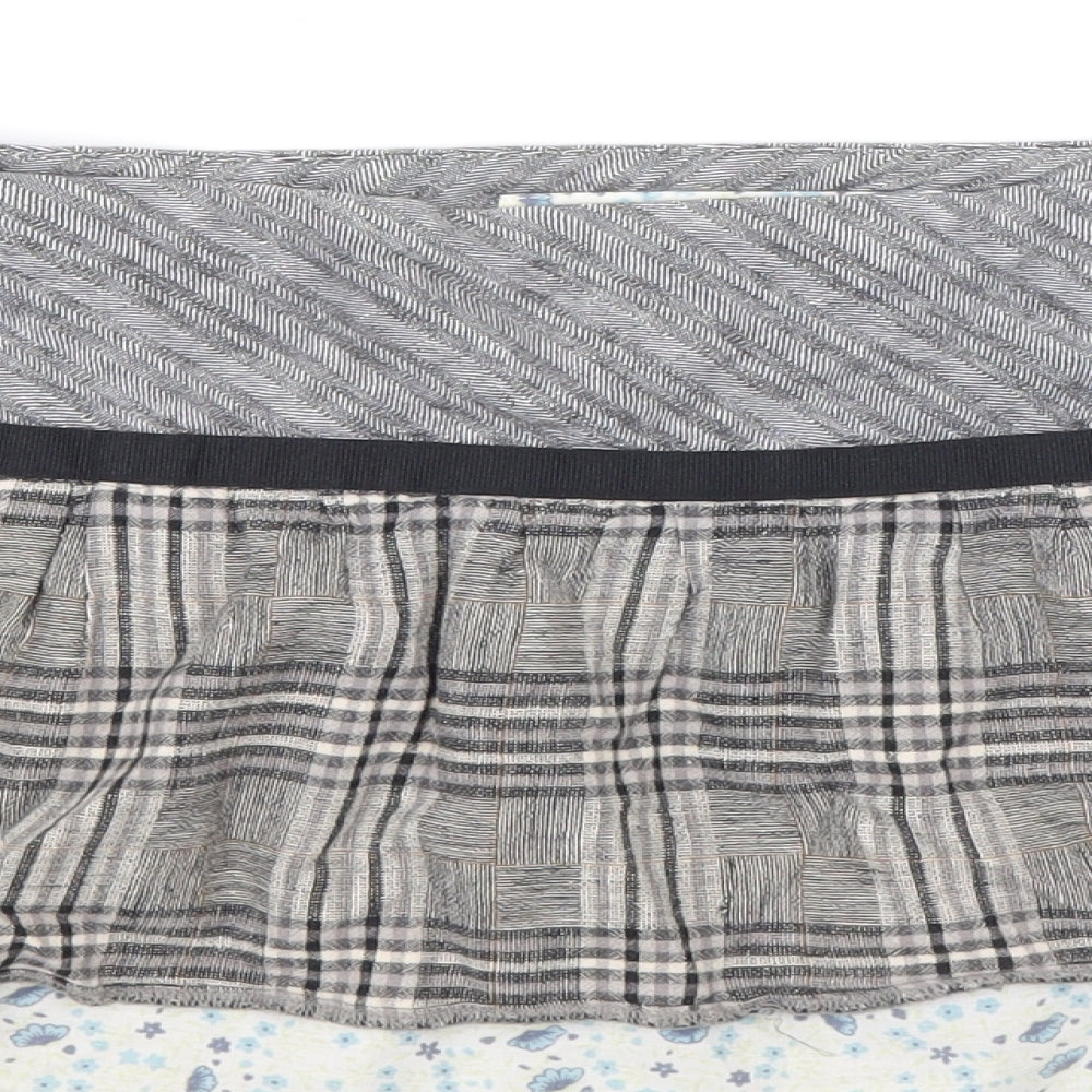 River Island Womens Grey Check Linen Mini Skort Size 12 Zip