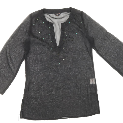 Atmosphere Womens Black Polyester Shift Size 10 V-Neck Pullover - Beach Cover up