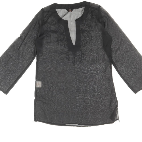 Atmosphere Womens Black Polyester Shift Size 10 V-Neck Pullover - Beach Cover up