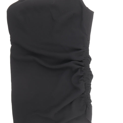 Zara Womens Black Polyester Slip Dress Size M Square Neck Pullover