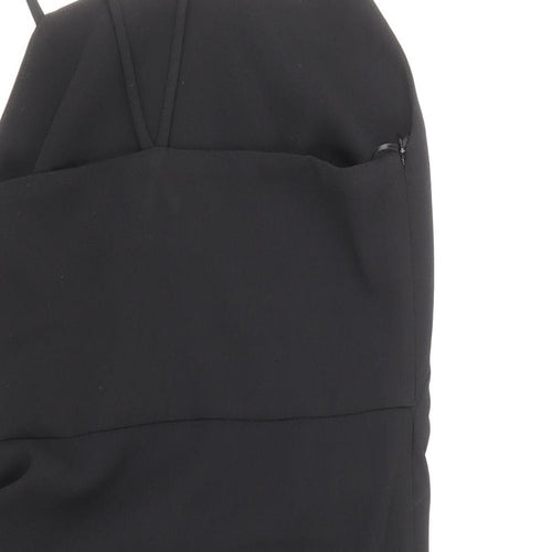 Zara Womens Black Polyester Slip Dress Size M Square Neck Pullover