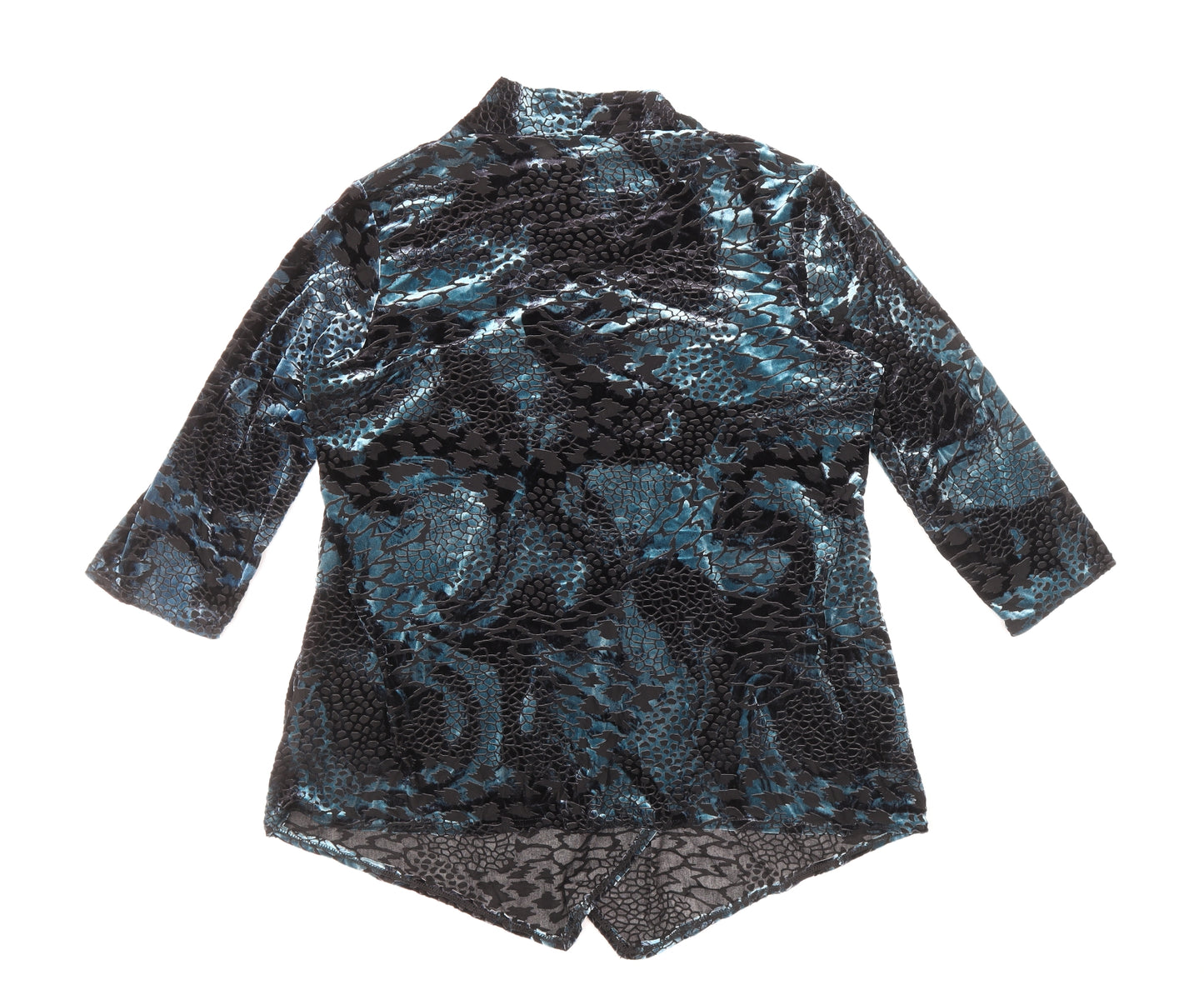 Roman Womens Blue Geometric Polyester Basic Blouse Size 20 V-Neck - Velour Detail