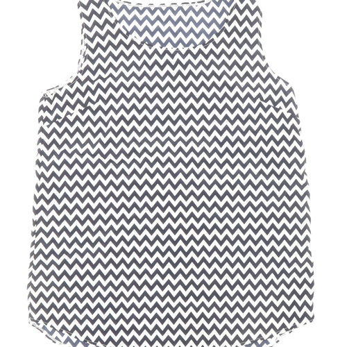 TU Womens Blue Geometric Polyester Basic Blouse Size 10 Scoop Neck