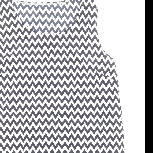 TU Womens Blue Geometric Polyester Basic Blouse Size 10 Scoop Neck