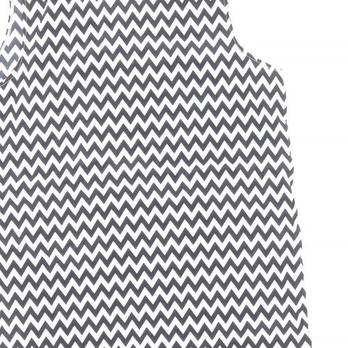TU Womens Blue Geometric Polyester Basic Blouse Size 10 Scoop Neck