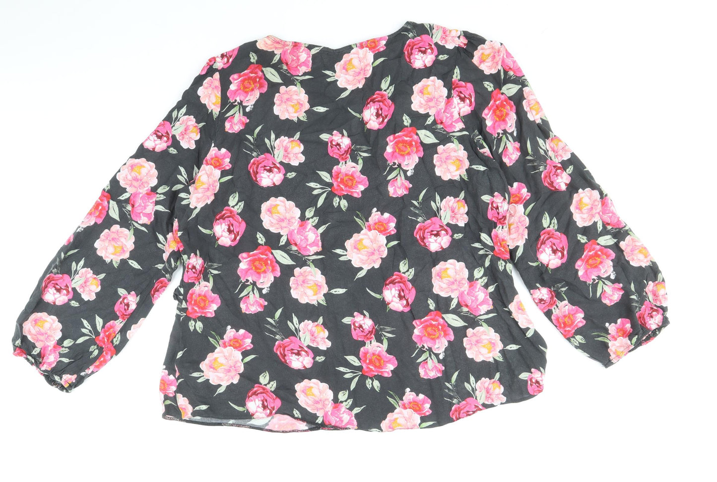 Nutemeg` Womens Grey Floral Viscose Basic Blouse Size 20 V-Neck