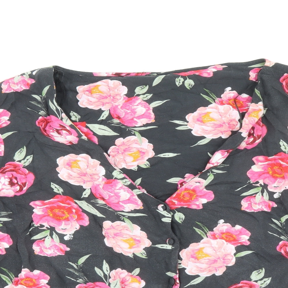 Nutemeg` Womens Grey Floral Viscose Basic Blouse Size 20 V-Neck