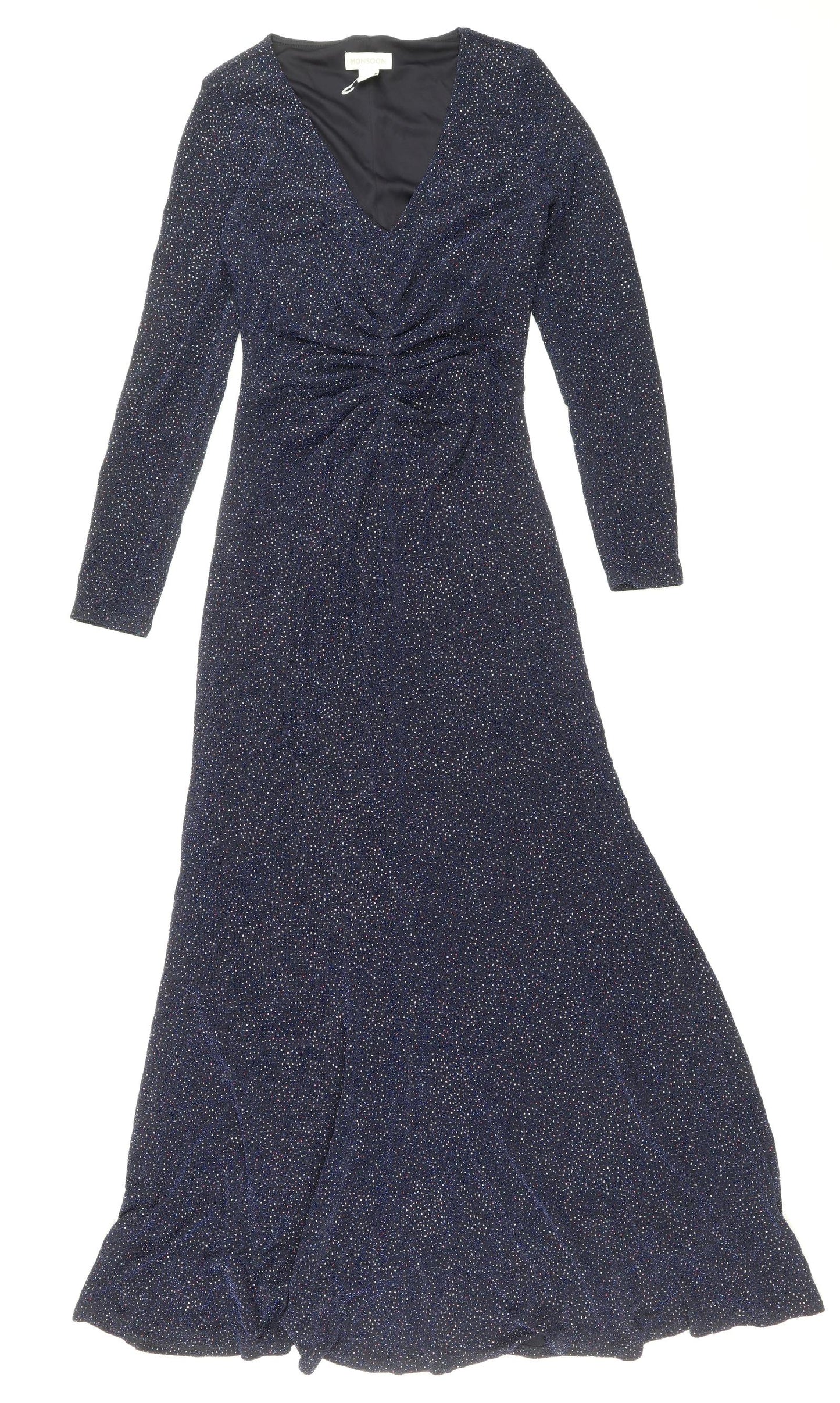 Monsoon Womens Blue Polyamide Maxi Size 8 V-Neck Pullover