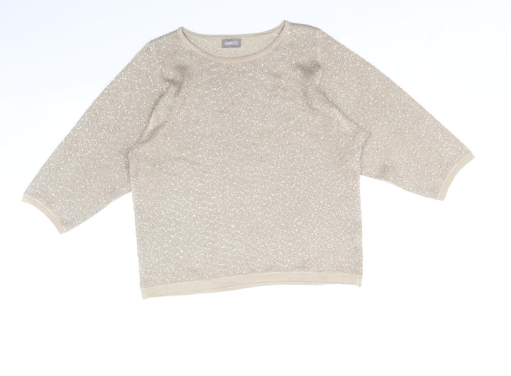 Gelco Womens Gold Boat Neck Acrylic Pullover Jumper Size 10