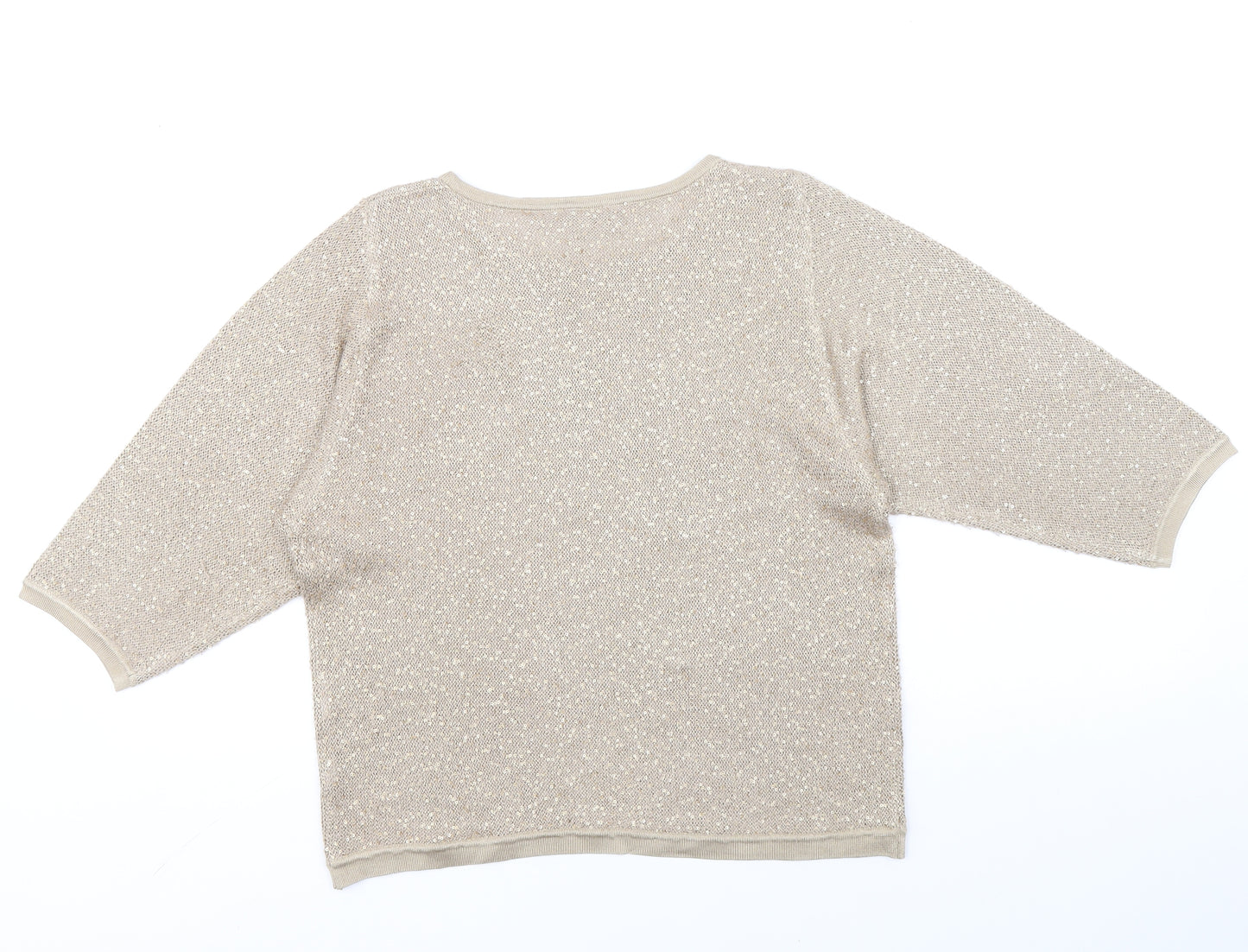 Gelco Womens Gold Boat Neck Acrylic Pullover Jumper Size 10