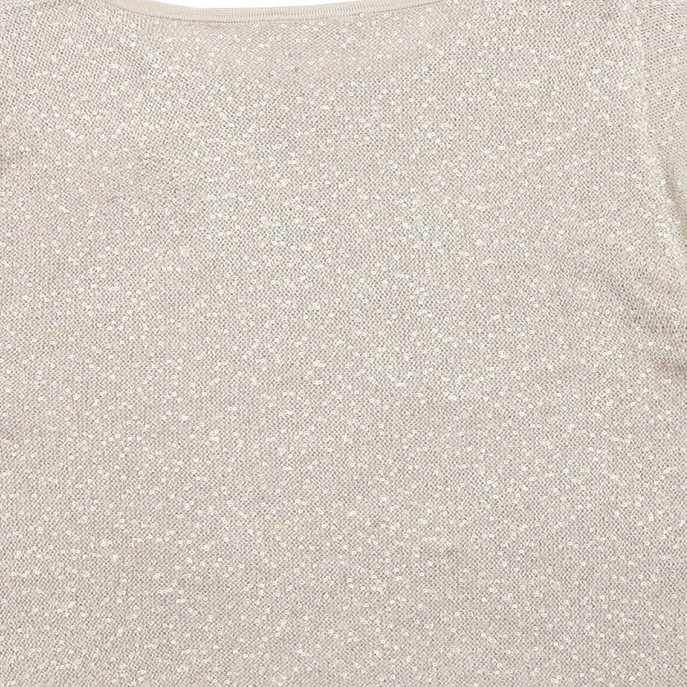 Gelco Womens Gold Boat Neck Acrylic Pullover Jumper Size 10