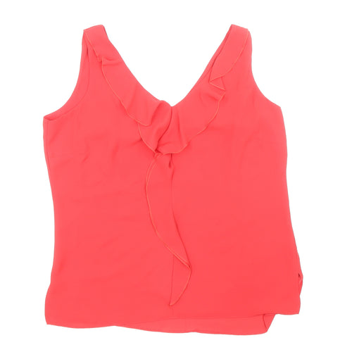 Wallis Womens Red Polyester Basic Blouse Size 10 V-Neck