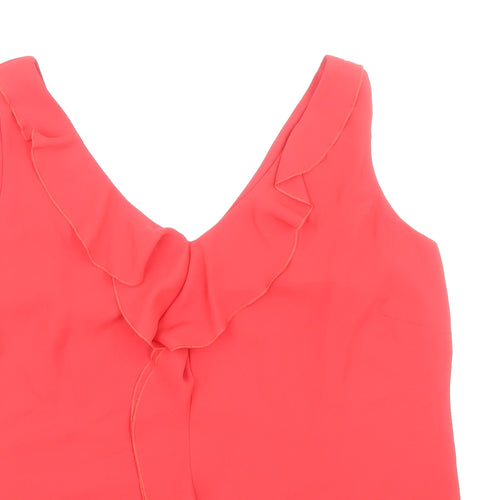 Wallis Womens Red Polyester Basic Blouse Size 10 V-Neck