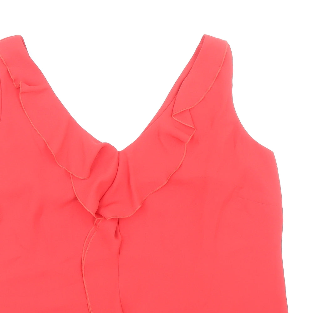 Wallis Womens Red Polyester Basic Blouse Size 10 V-Neck