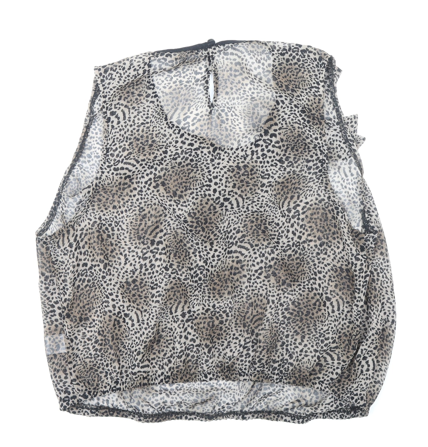 Glamourous Womens Brown Animal Print Polyester Basic Blouse Size 14 Scoop Neck - Leopard Print