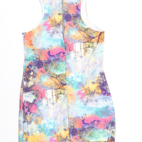 Atmosphere Womens Multicoloured Geometric Polyester Tank Dress Size 16 Round Neck Zip