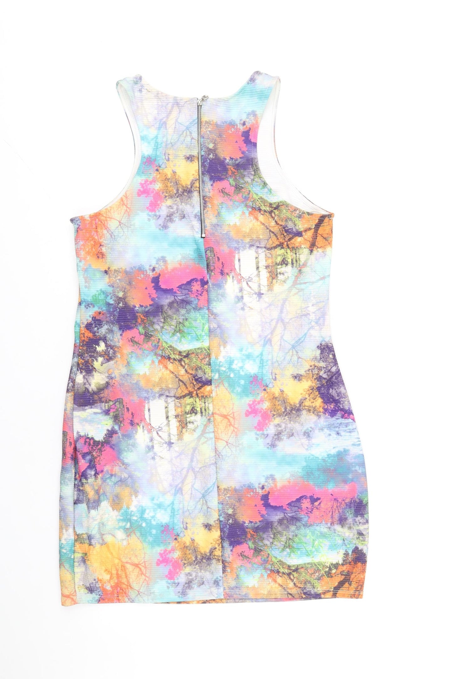 Atmosphere Womens Multicoloured Geometric Polyester Tank Dress Size 16 Round Neck Zip