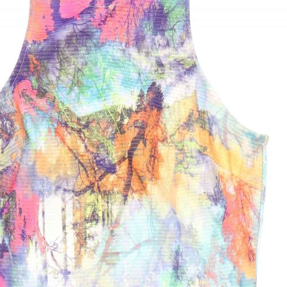 Atmosphere Womens Multicoloured Geometric Polyester Tank Dress Size 16 Round Neck Zip
