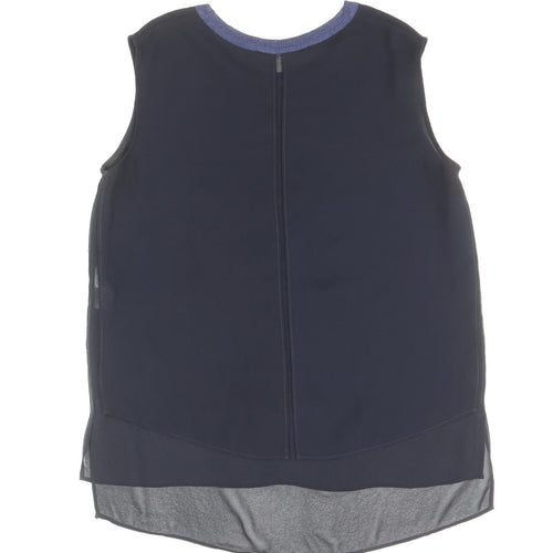 Tuzun Womens Blue Polyester Basic Blouse Size 10 Round Neck