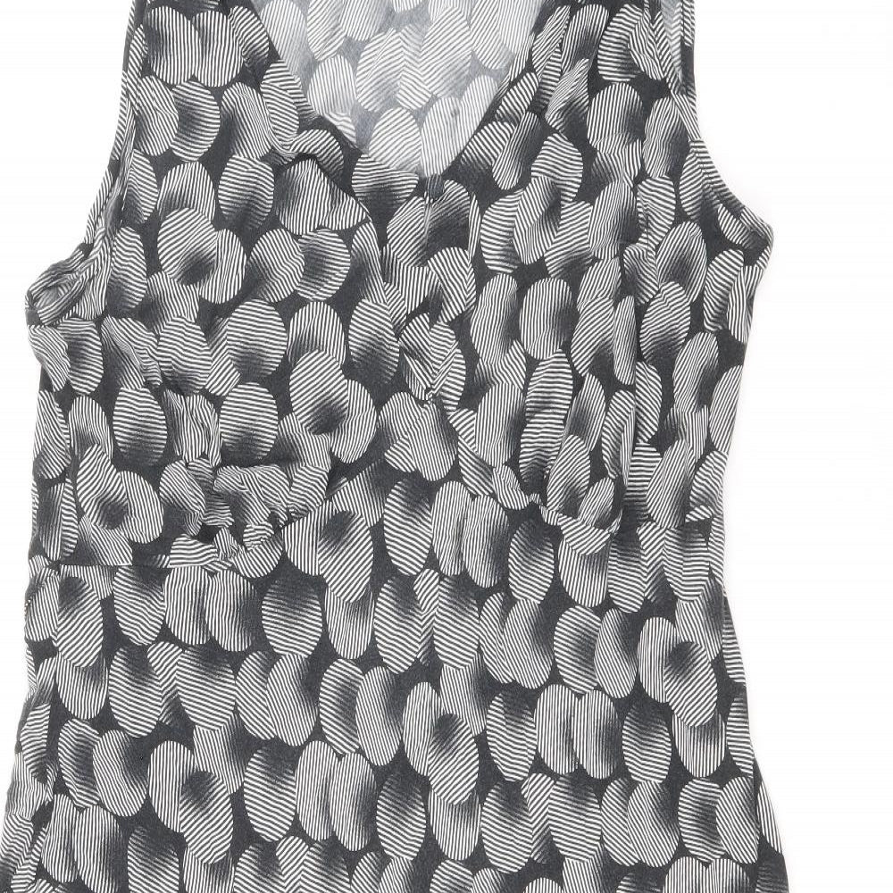 TU Womens Grey Geometric Polyester Tank Dress Size 18 Scoop Neck Pullover
