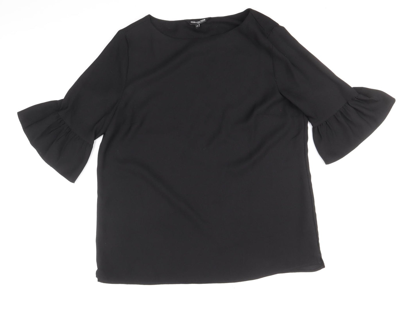 Debenhams Womens Black Polyester Basic T-Shirt Size 16 Round Neck