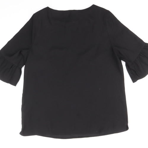 Debenhams Womens Black Polyester Basic T-Shirt Size 16 Round Neck