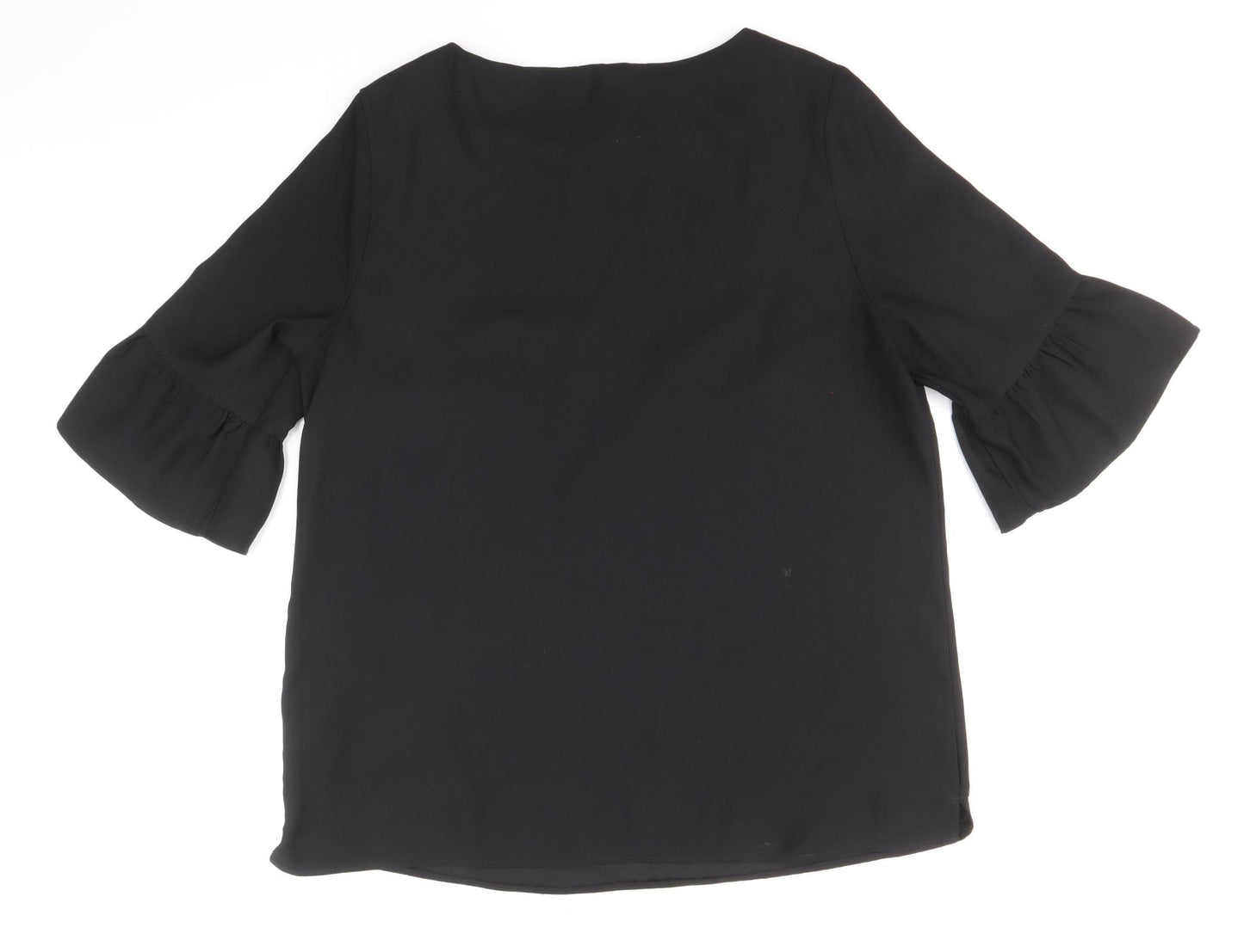 Debenhams Womens Black Polyester Basic T-Shirt Size 16 Round Neck