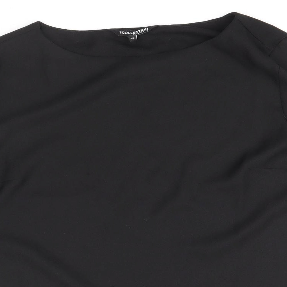 Debenhams Womens Black Polyester Basic T-Shirt Size 16 Round Neck
