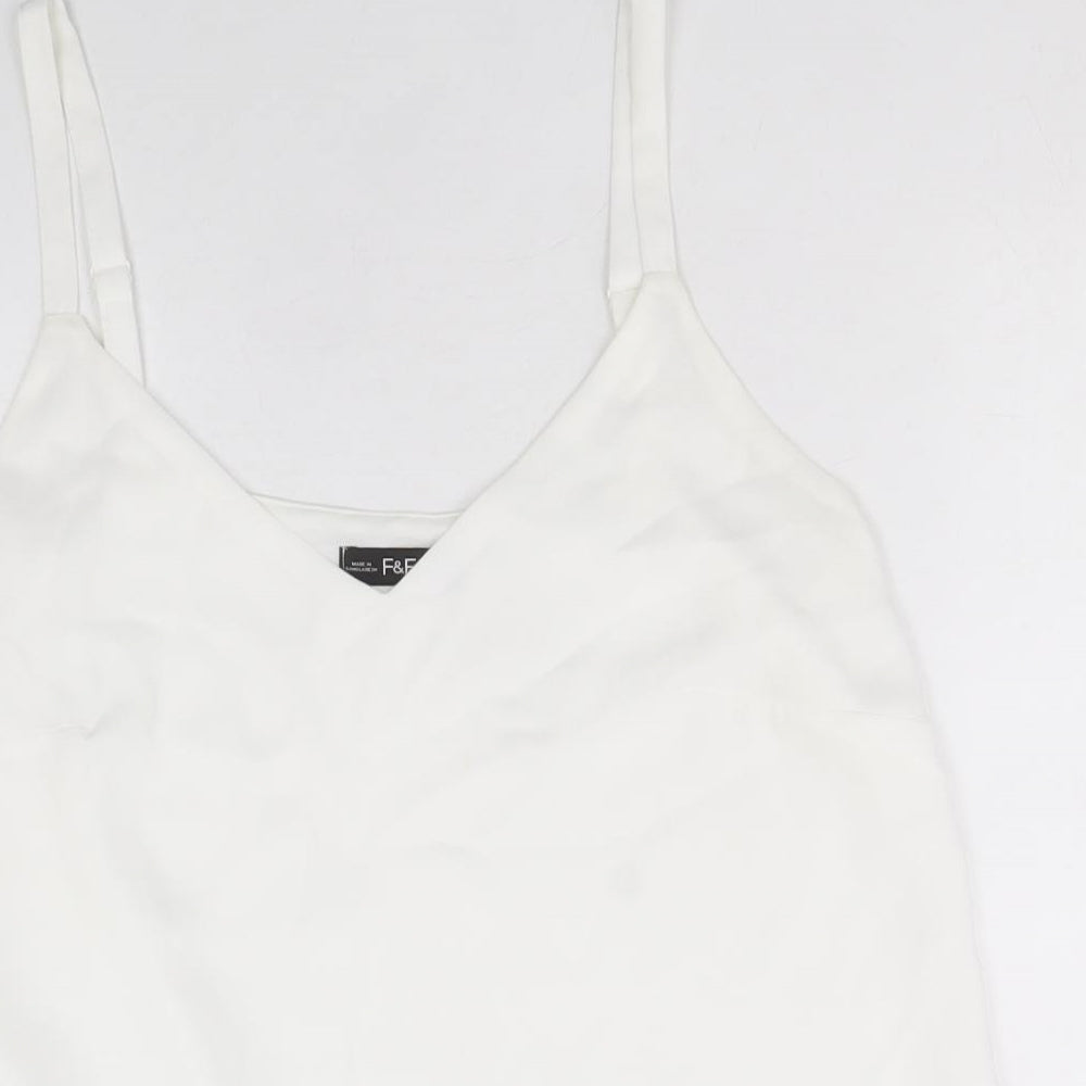 F&F Womens White Polyester Camisole Tank Size 14 V-Neck