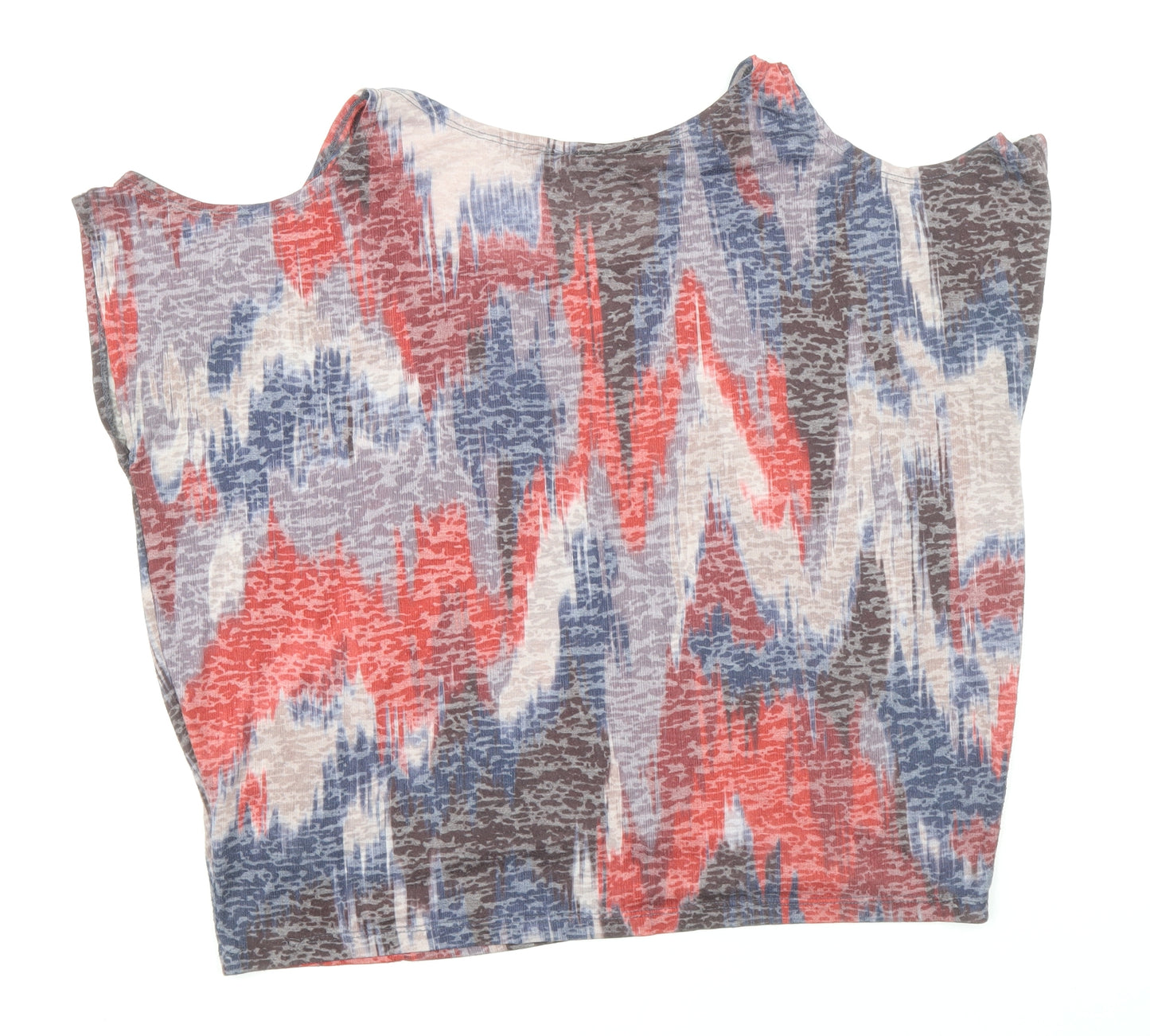 New Look Womens Multicoloured Geometric Polyester Basic T-Shirt Size 10 Round Neck