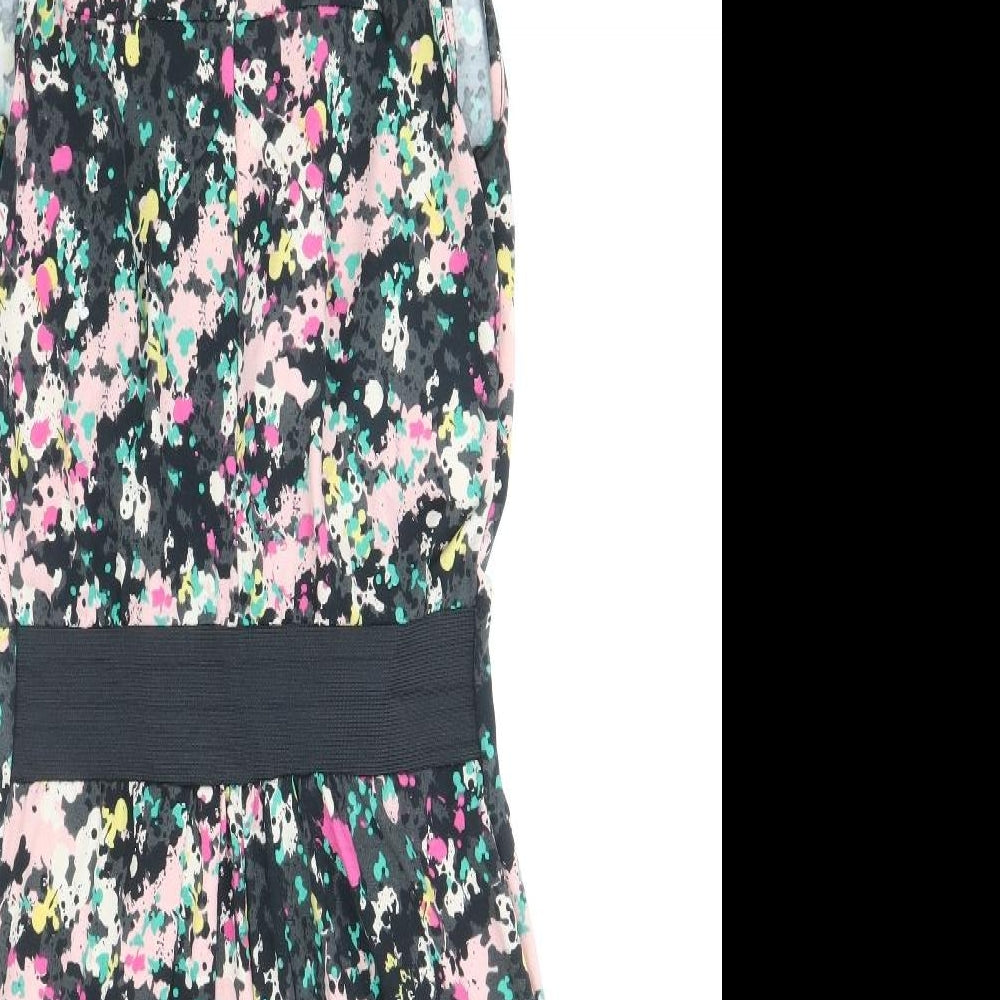 Preworn Womens Black Geometric Polyester Bodycon Size XS Round Neck Pullover