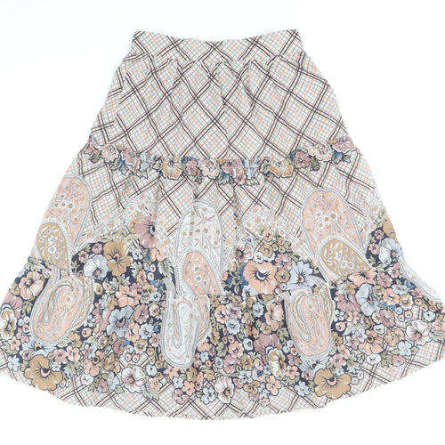 Wallis Womens Beige Geometric Polyester Flare Skirt Size 12 Zip