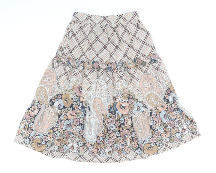 Wallis Womens Beige Geometric Polyester Flare Skirt Size 12 Zip