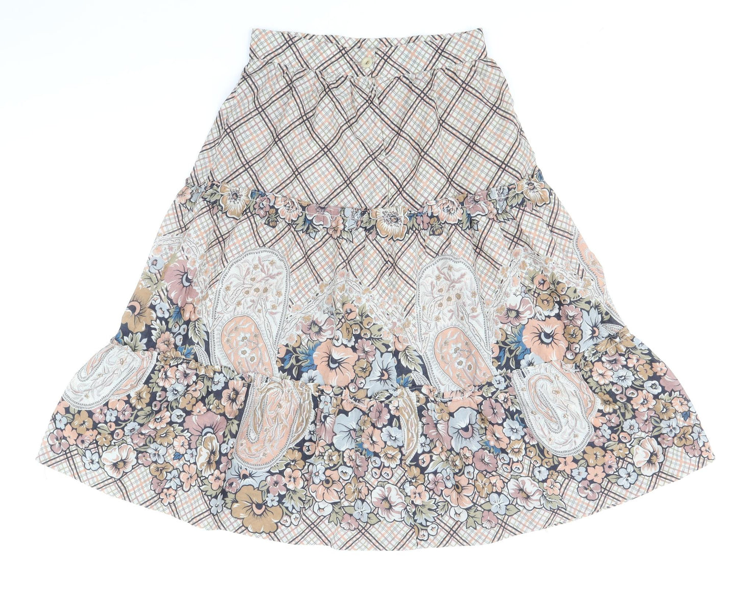 Wallis Womens Beige Geometric Polyester Flare Skirt Size 12 Zip