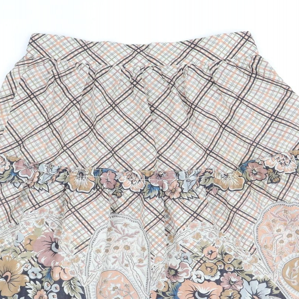 Wallis Womens Beige Geometric Polyester Flare Skirt Size 12 Zip