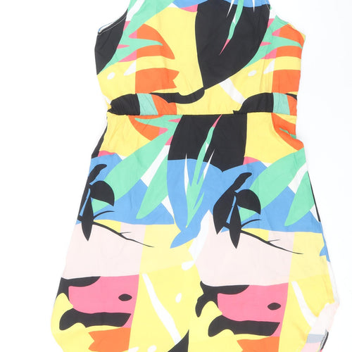 Preworn Womens Multicoloured Geometric Polyester Shift Size S Scoop Neck Pullover