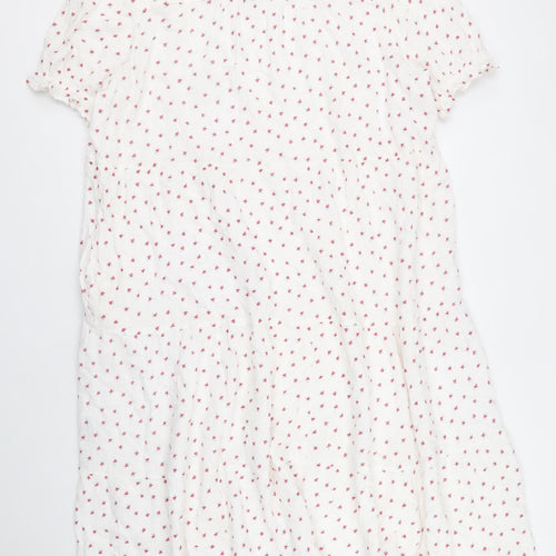Per Una Womens White Floral Cotton A-Line Size 18 V-Neck Tie