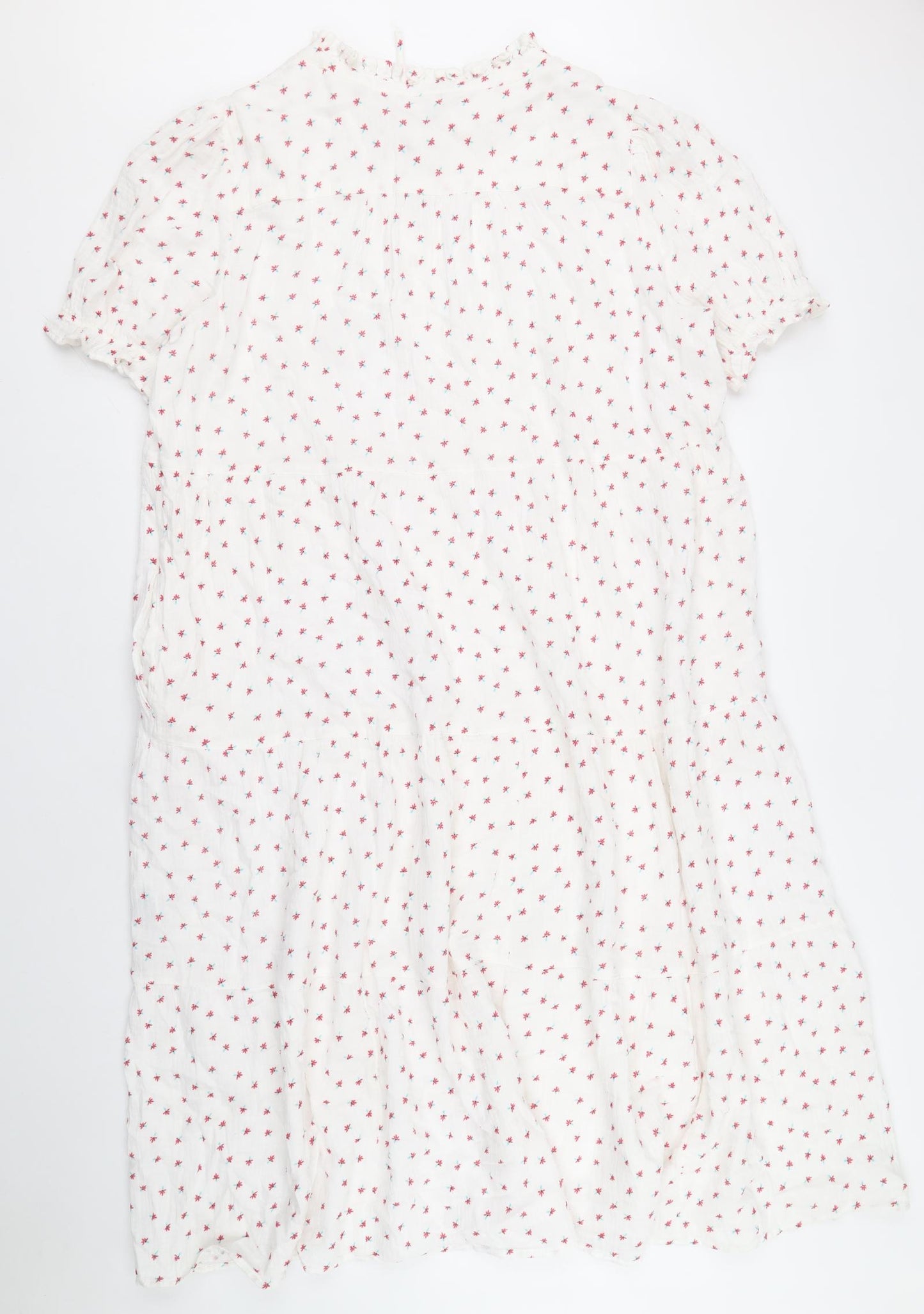 Per Una Womens White Floral Cotton A-Line Size 18 V-Neck Tie