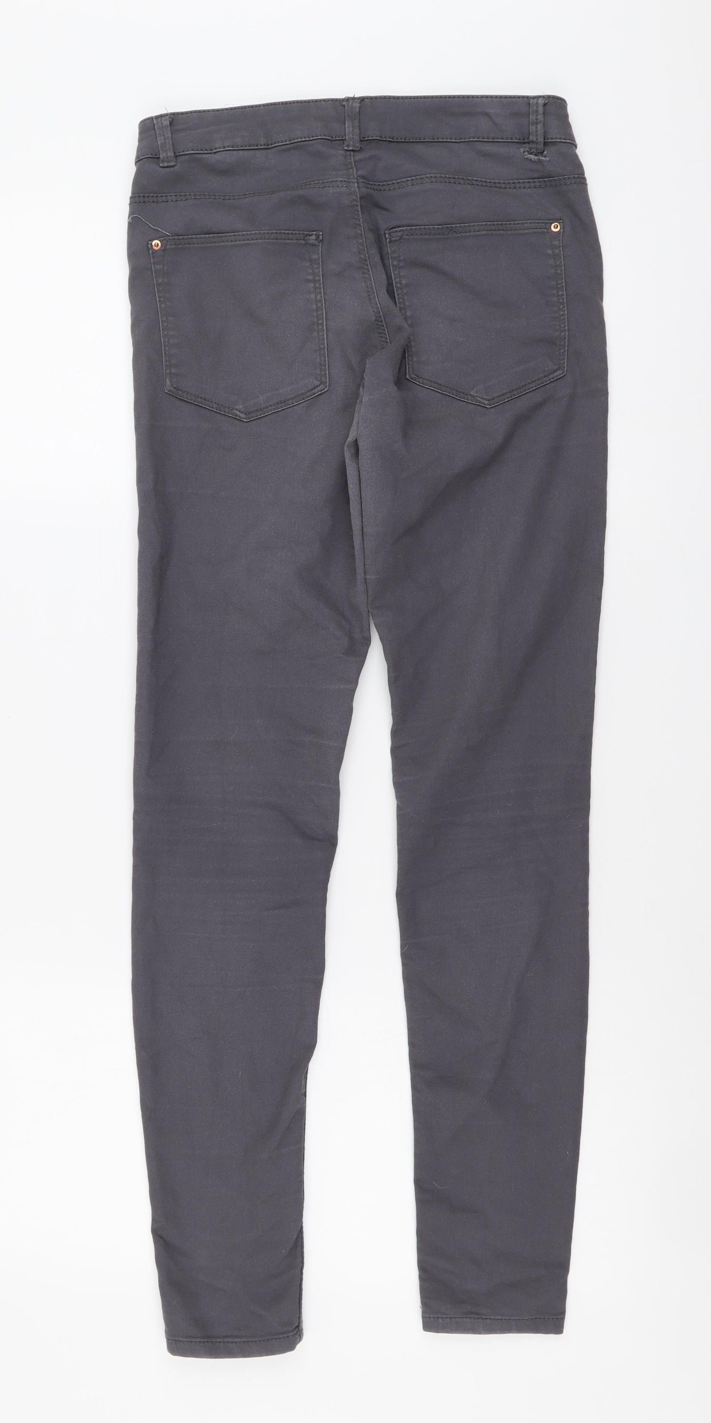 H&M Womens Grey Cotton Skinny Jeans Size S L30 in Regular Button