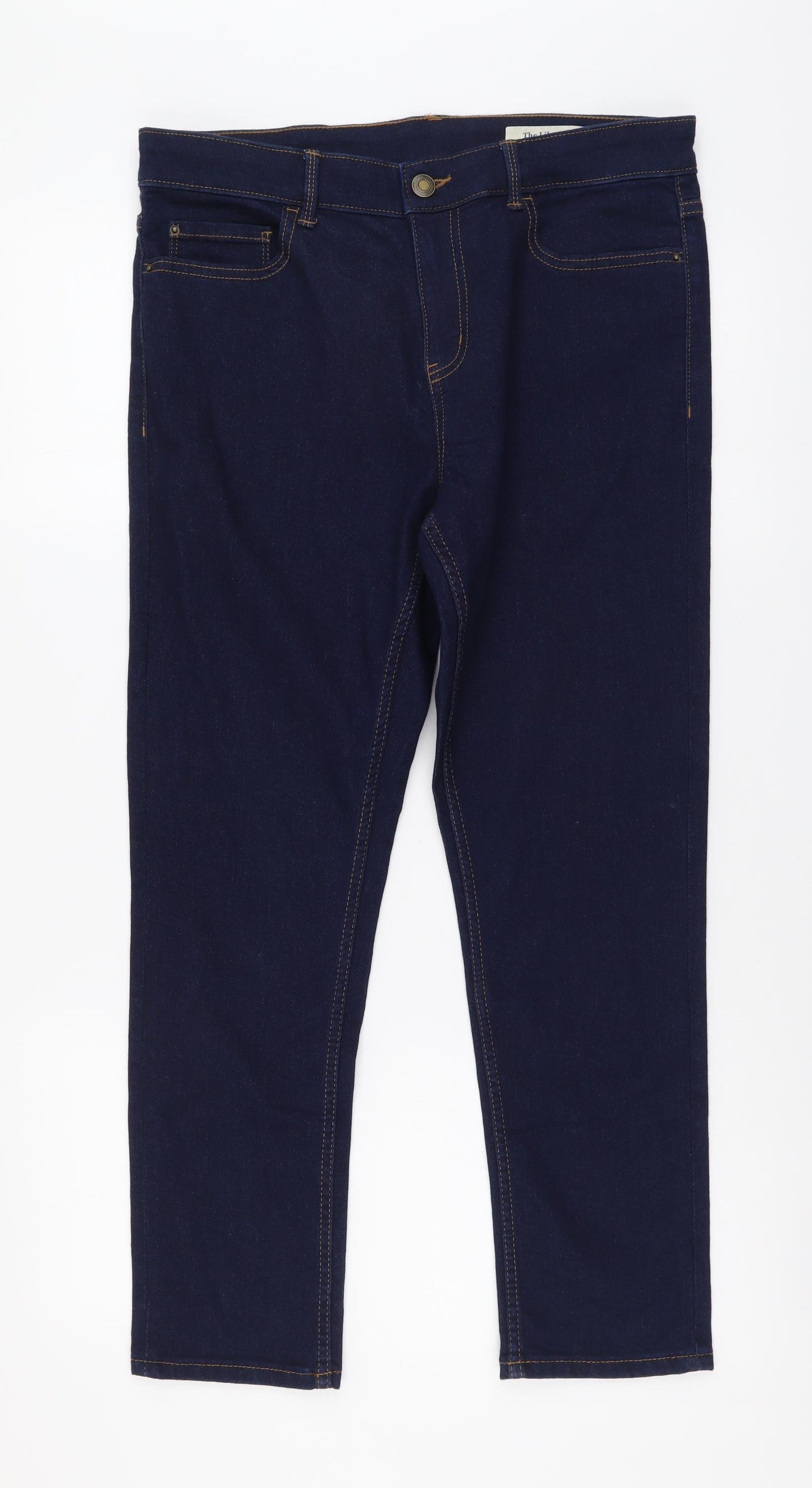 Marks and Spencer Womens Blue Cotton Skinny Jeans Size 14 L26 in Regular Button
