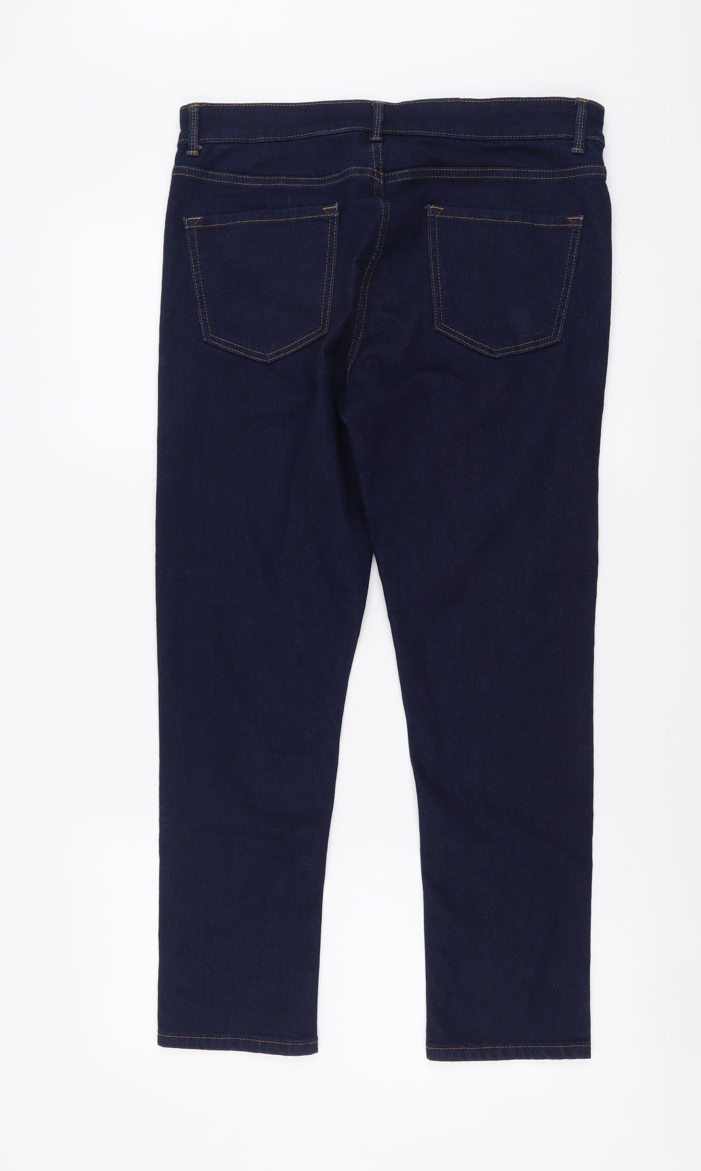 Marks and Spencer Womens Blue Cotton Skinny Jeans Size 14 L26 in Regular Button