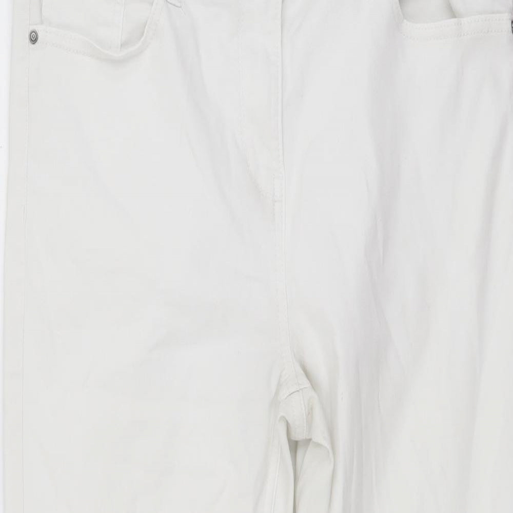 Debenhams Womens White Cotton Straight Jeans Size 14 L24 in Regular Button