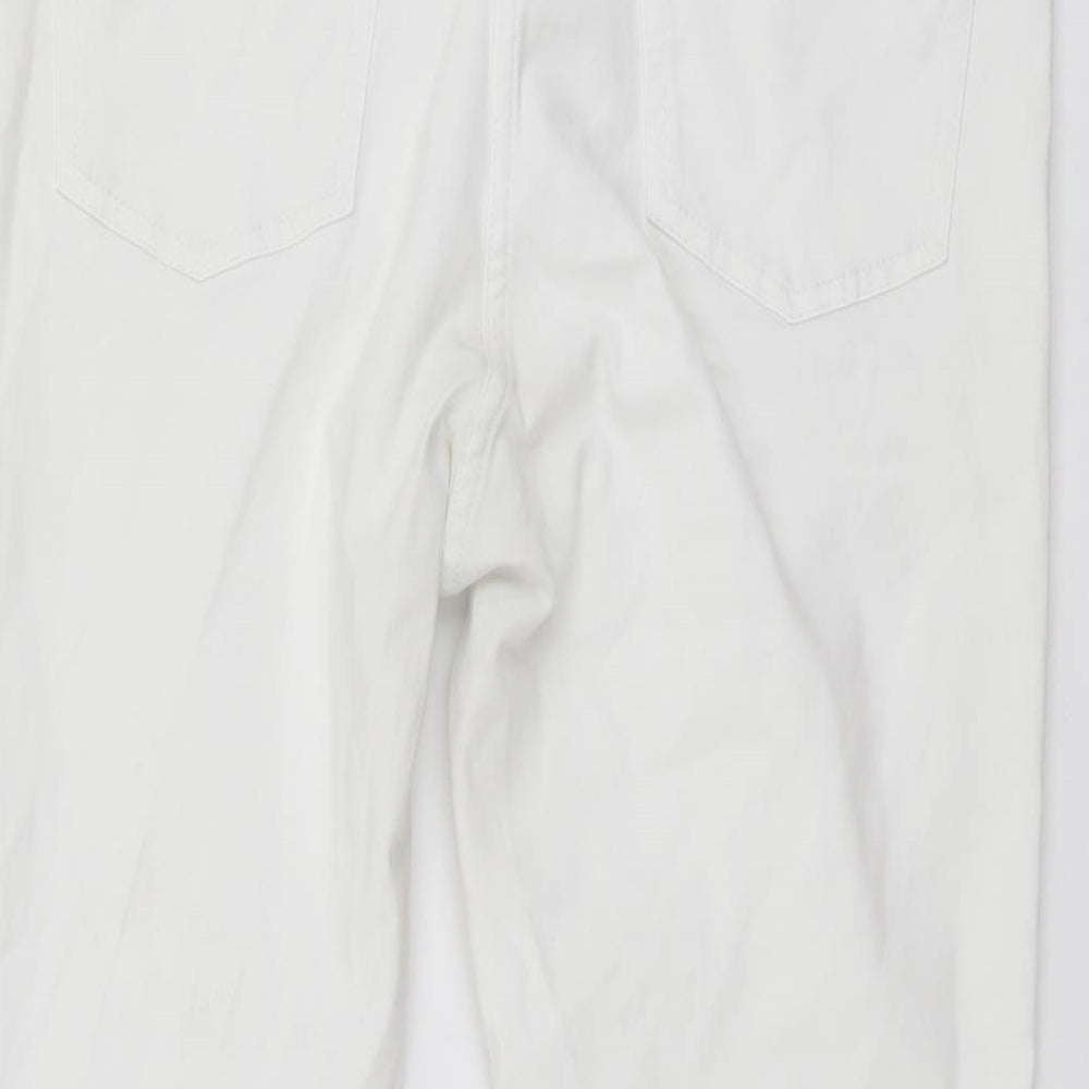 Debenhams Womens White Cotton Straight Jeans Size 14 L24 in Regular Button