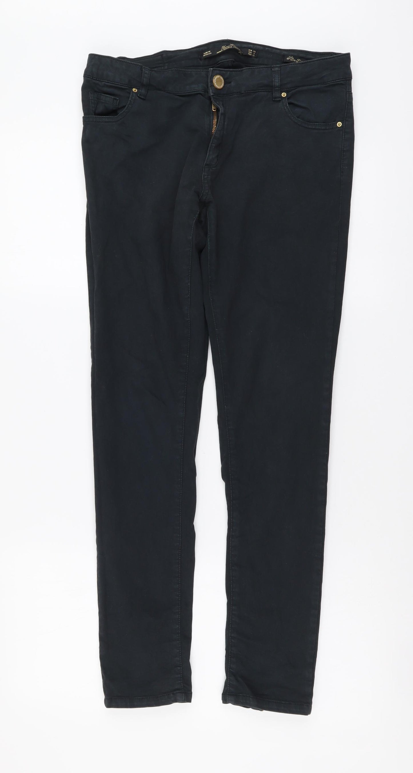 Zara Womens Blue Cotton Skinny Jeans Size L L29 in Regular Button