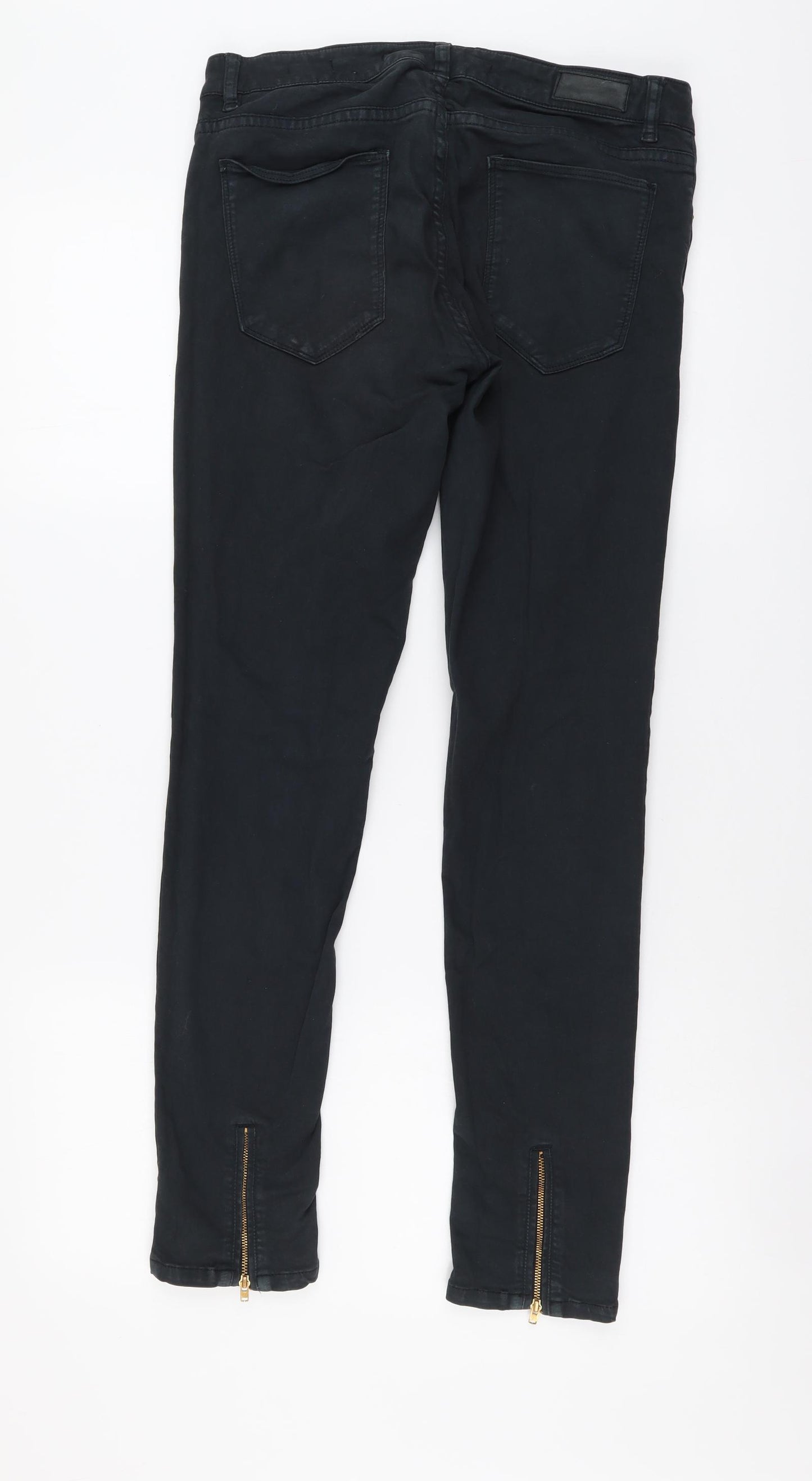 Zara Womens Blue Cotton Skinny Jeans Size L L29 in Regular Button