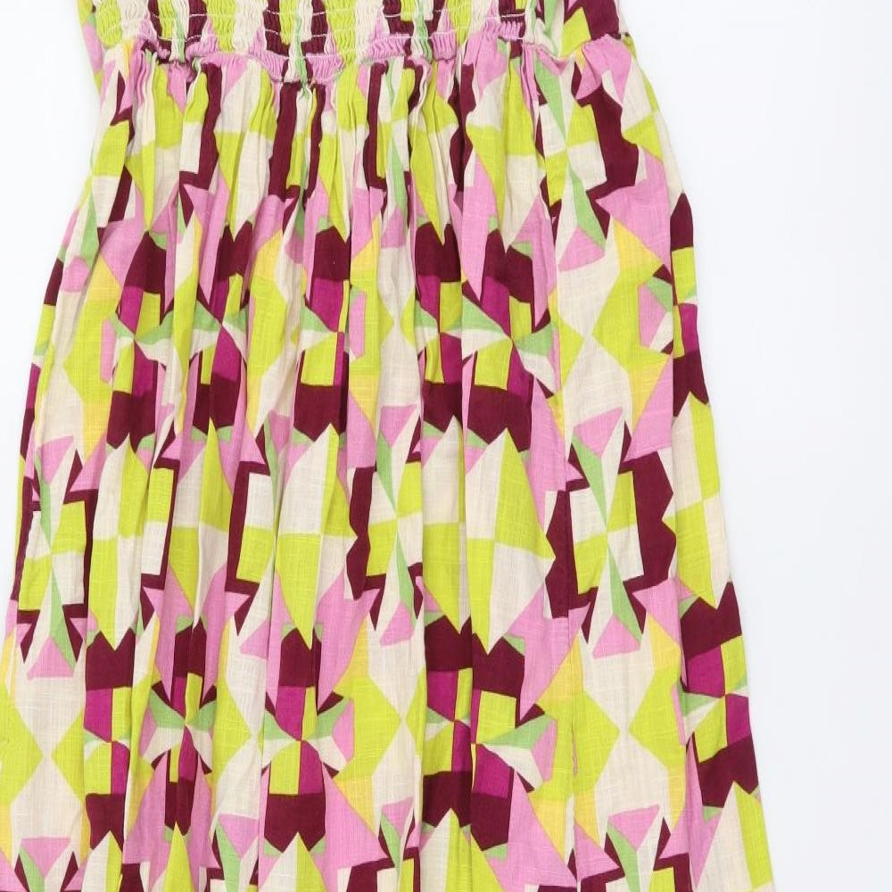 TU Womens Multicoloured Geometric Cotton Fit & Flare Size 8 Square Neck Pullover