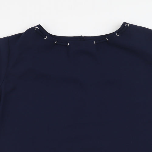 Marks and Spencer Womens Blue Polyester Basic Blouse Size 12 Round Neck