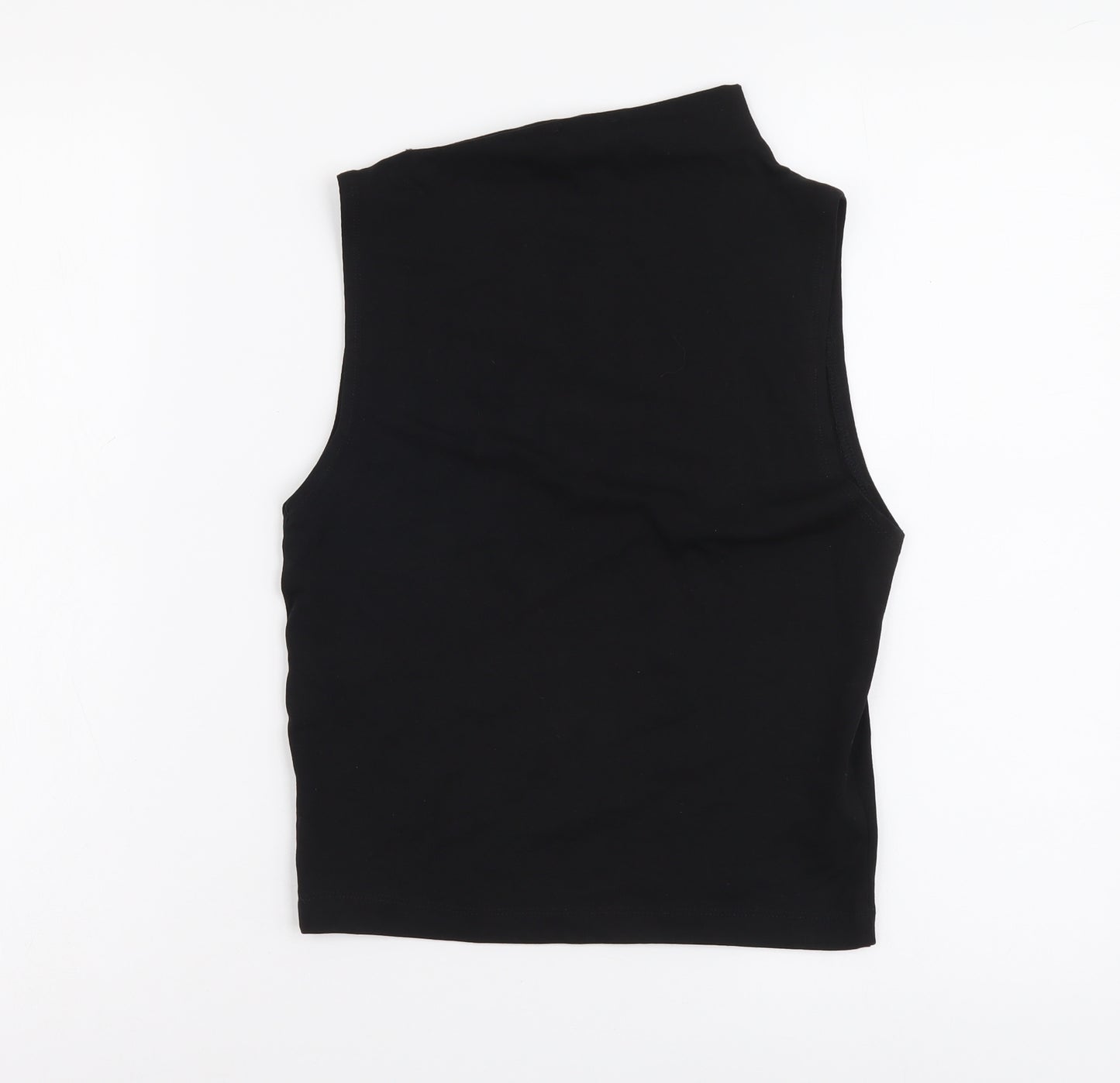 Zara Womens Black Cotton Cropped Blouse Size S Round Neck